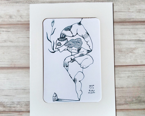 パグ❤️ 犬　原画　鉛筆画　絵画　手描き　イラスト　ハガキサイズ！！ パグ❤️ 犬 原画 鉛筆画 絵画 手描き イラスト ハガキサイズ