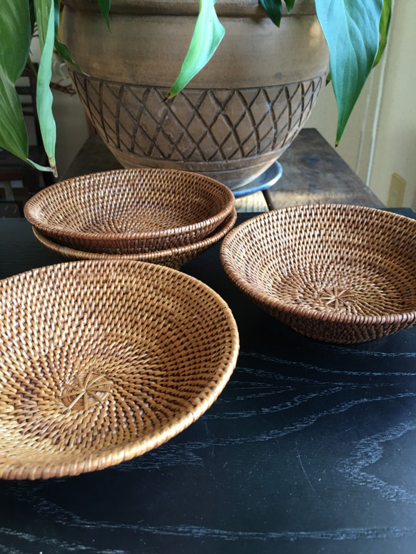 アタ　小鉢風カゴ 小　（インドネシアバリ島伝統工芸品） 1枚目の画像