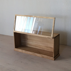 ［サイズオーダー可］木製ガラスケース 卓上 ショーケース 横長タイプ 2枚目の画像