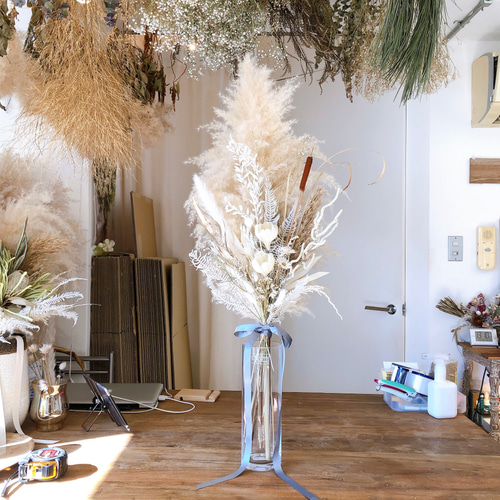 ビッグパンパスグラスのインテリアフラワー＊フラワーベースセット