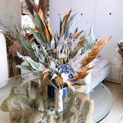 「サンプル品」ドライフラワー　ブーケ　グレビレア　ソーラーフラワー　パンパスグラス　花束　インテリア　お祝い　記念日　 2枚目の画像
