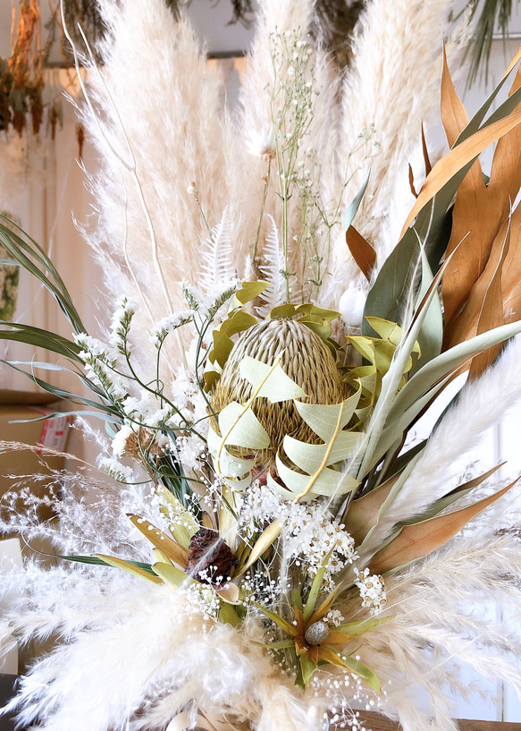 「新作」パンパスグラスとバンクシャーのnative bouquet＊花瓶付き＊ 記念日　誕生日　インテリア　 2枚目の画像