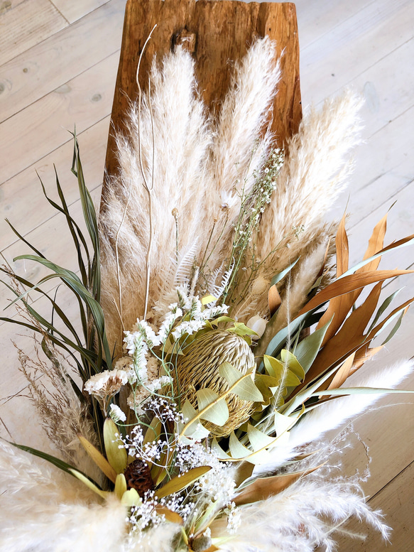 「新作」パンパスグラスとバンクシャーのnative bouquet＊花瓶付き＊ 記念日　誕生日　インテリア　 5枚目の画像