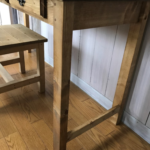 ミシンテーブル☆事務机【1400】引き出し3杯アンティック家具 机 
