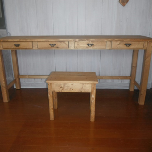 受注製作☆事務机☆学習机☆パソコン机【1400】引き出し３杯アンティック家具 受注製作☆事務机☆学習机☆パソコン机【1400】引き出し3杯