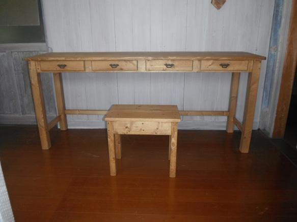 オーダー☆長机；事務机；学習机【1800】引出4杯☆アンティック