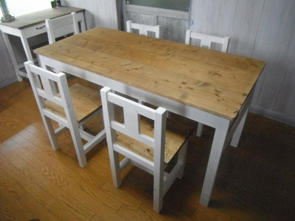 ★ダイニングテーブル【1500×700】ツートン☆シンプルデザイン家具 1枚目の画像