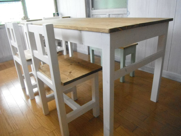 ★ダイニングテーブル【1500×700】ツートン☆シンプルデザイン家具 4枚目の画像