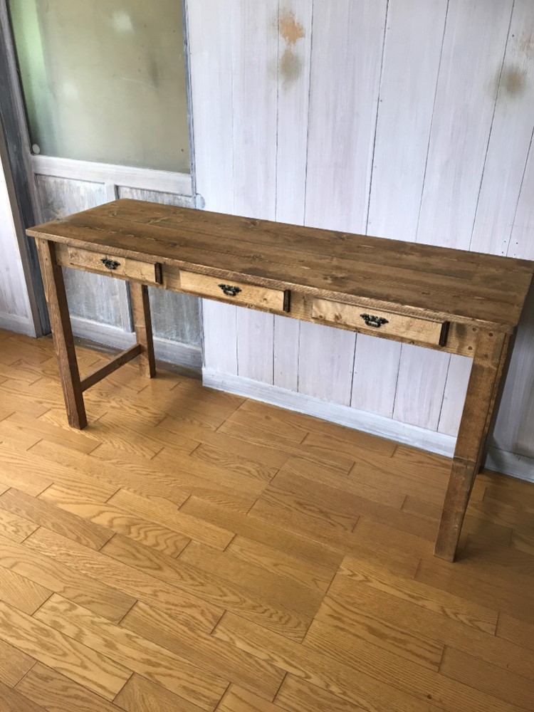 受注製作☆ミシンテーブル☆事務机【1400】引き出し３杯アンティック家具;ダーク 受注製作☆ミシンテーブル☆事務机【1400】引き出し3杯アンティック