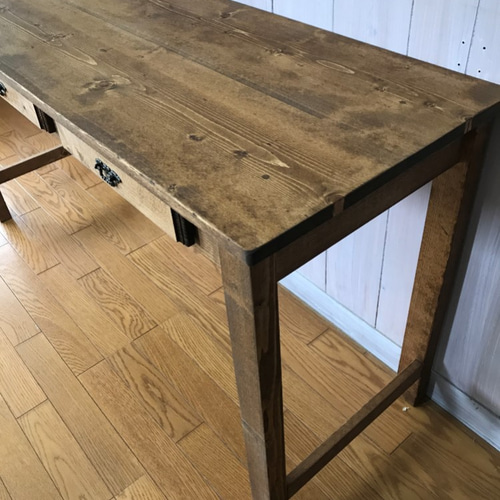 受注製作☆ミシンテーブル☆事務机【1400】引き出し3杯アンティック