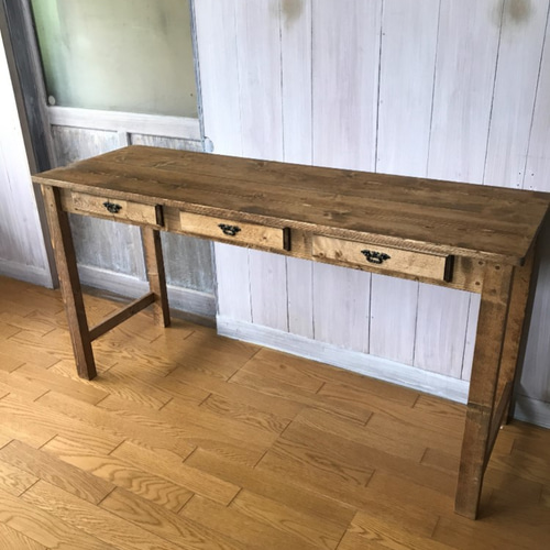 受注製作☆ミシンテーブル☆事務机【1400】引き出し３杯アンティック家具;ダーク 受注製作☆ミシンテーブル☆事務机【1400】引き出し3杯アンティック
