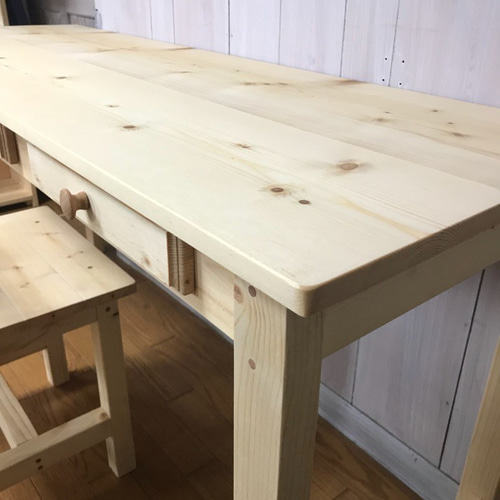 ☆ミシンテーブル☆事務机【1400】引き出し3杯ナチュラル家具