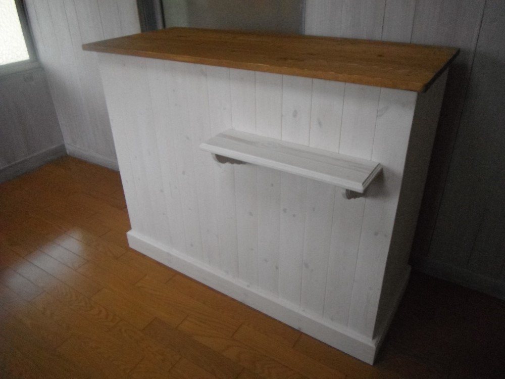 受付カウンターテーブル　レジカウンター［受注製作］☆北欧☆1200☆シェルフ付；棚なし