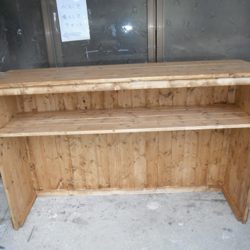 受注製作☆カウンターテーブル【1500】☆カントリー調【ミデイアム】☆ ［受注製作］グレー＆ミデｲアム☆カウンターテーブル【1500】棚