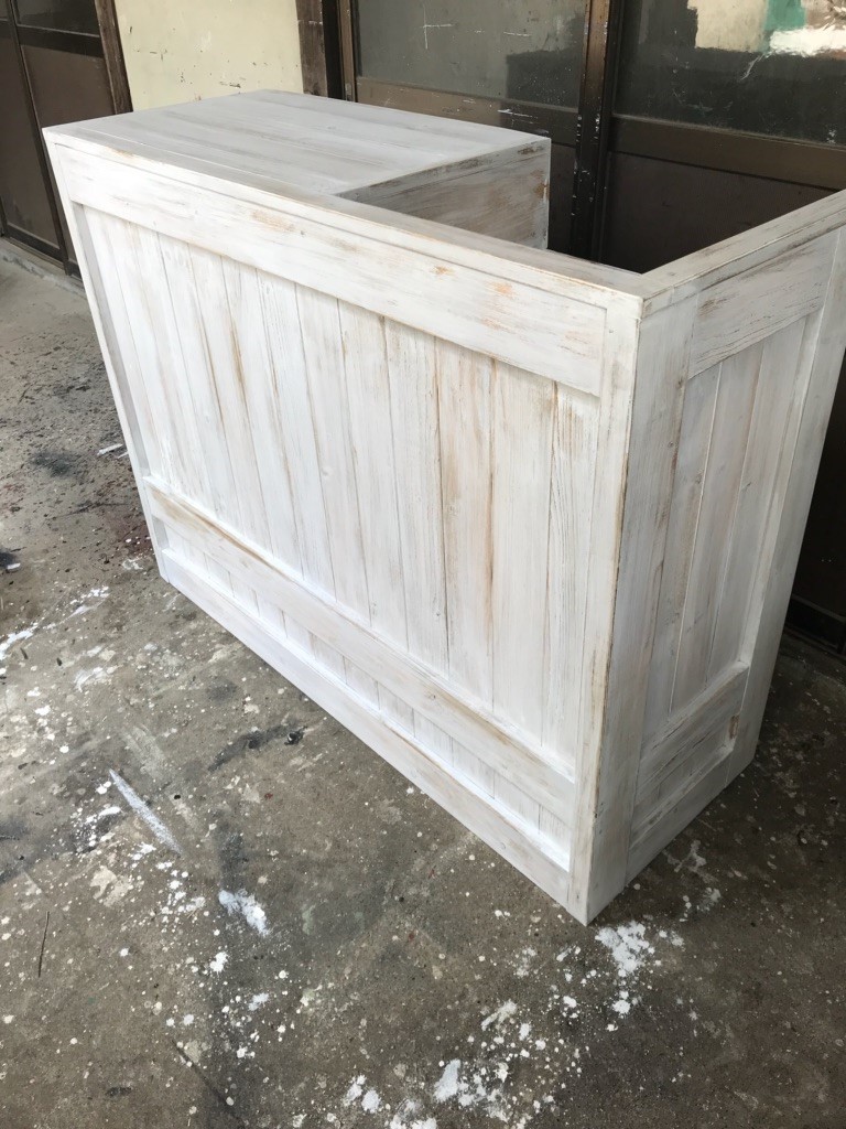 ［受注製作］【レジ用凹み付】ホワイトシャビー☆カウンターテーブル【1200】★店舗☆