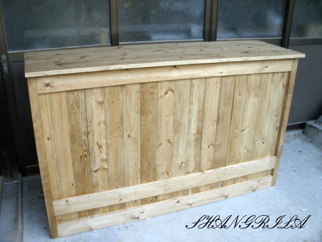 ［受注製作］受付カウンターテーブル　レジカウンター【1500】棚１段付☆カントリー調【ミデイアム】☆