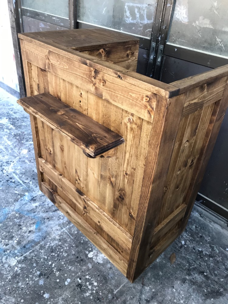 ［受注製作］【レジ用凹みシェルフ付】ダーク☆受付カウンターテーブル　レジカウンター【800】★店舗☆ アンティーク