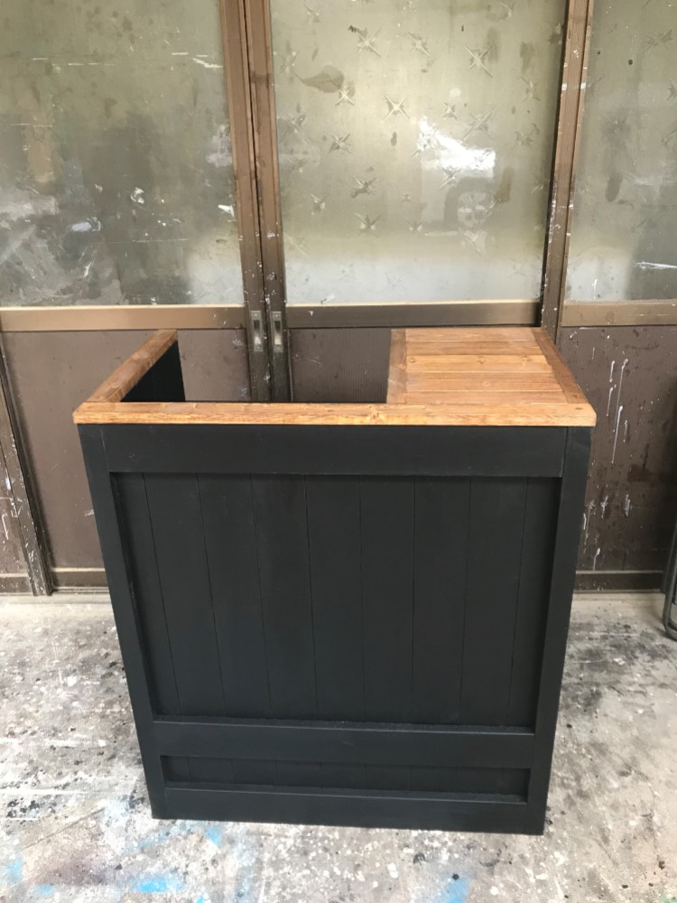 ［受注製作］☆ブラック＆ダーク☆凹み付カウンターテーブル【800】★クラシカルデザイン