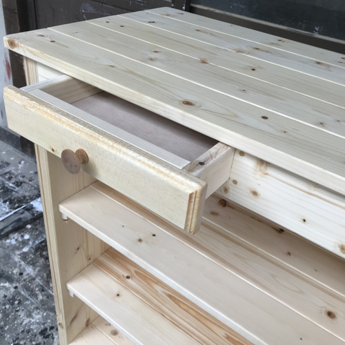 受注製作］（シェルフ付）☆レジカウンターテーブル；１ドロワー【900