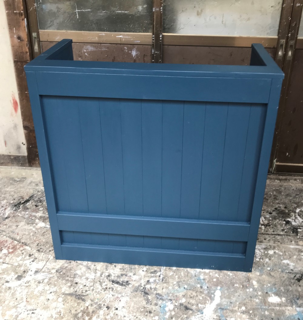 ［受注製作］受付カウンターテーブル　レジカウンター☆ダークネイビー【コの字型レジ用凹み付】【900】★店舗☆