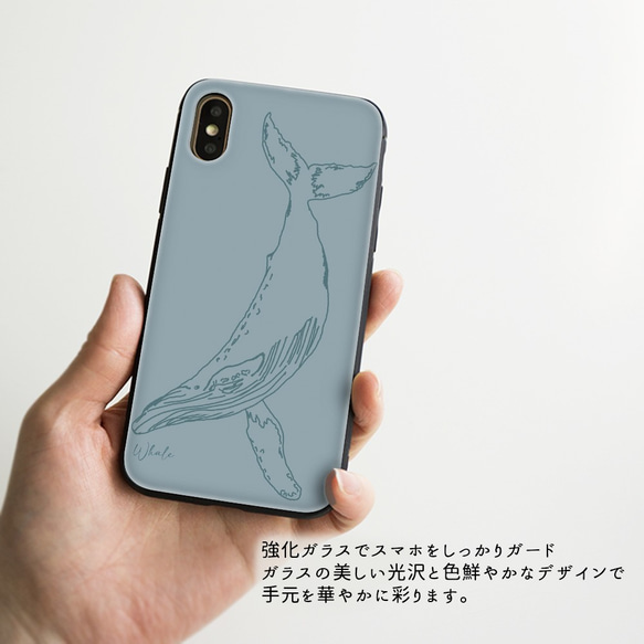 多機種対応 スマホケース ガラス 【 海の生き物 2 】 海 シャチ クジラ ラッコ iPhone JA11B 2枚目の画像