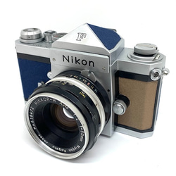 21-032　リメイクカメラ　Nikon F（ネイビーブルー•ライトブラウン）フィルムカメラ 1枚目の画像