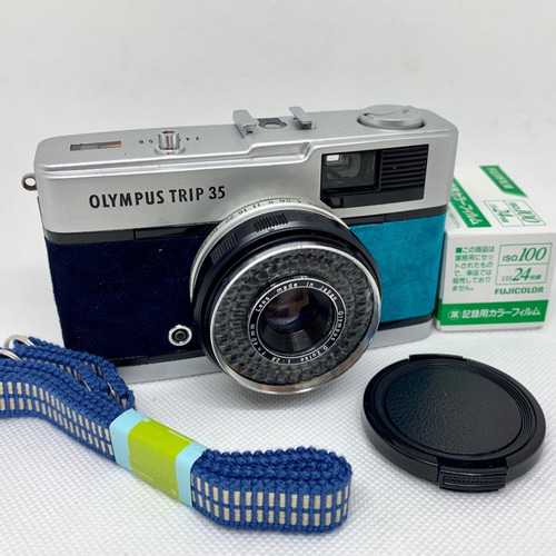 OLYMPUS TRIP35（動作品）スエード張り 中古 リメイク フィルム カメラ OLYMPUS TRIP35 スエード 貼り
