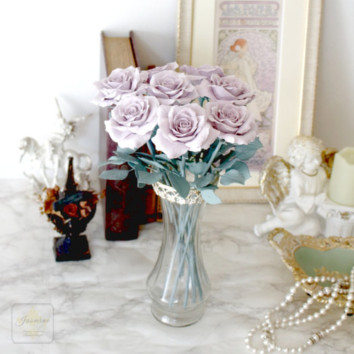 グレイッシュピンクのクレイローズ（8本セット） その他