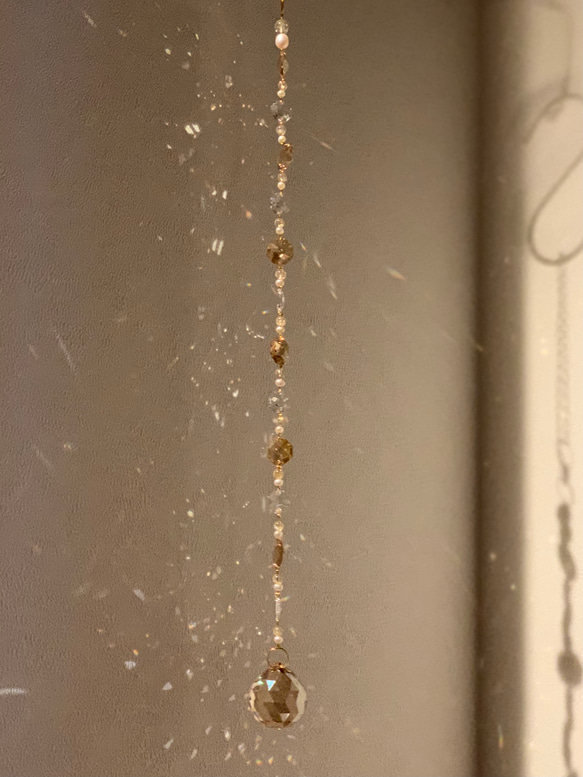 お金をたくさん引き寄せるサンキャッチャー ゴールド ゴールデンシャドー スワロフスキーパーツ