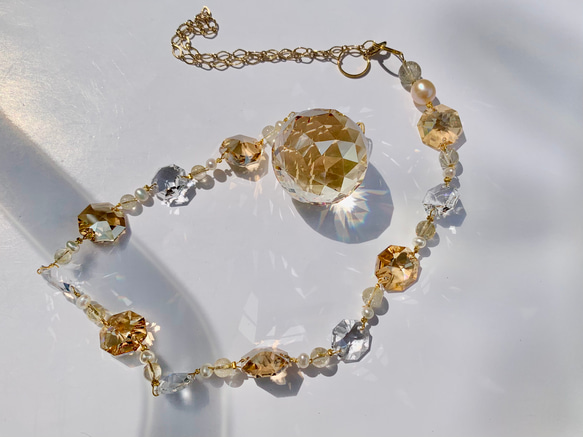 お金をたくさん引き寄せるサンキャッチャー ゴールド ゴールデンシャドー スワロフスキーパーツ