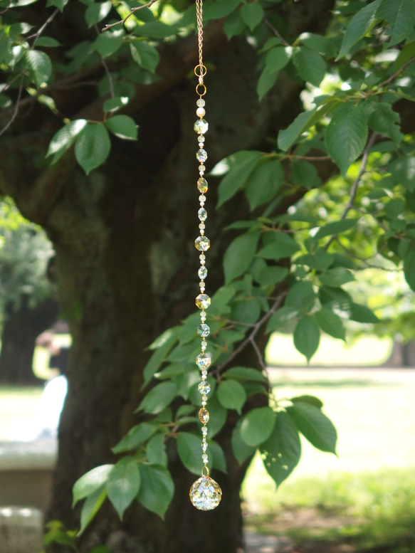 お金をたくさん引き寄せるサンキャッチャー ゴールド ゴールデンシャドー スワロフスキーパーツ