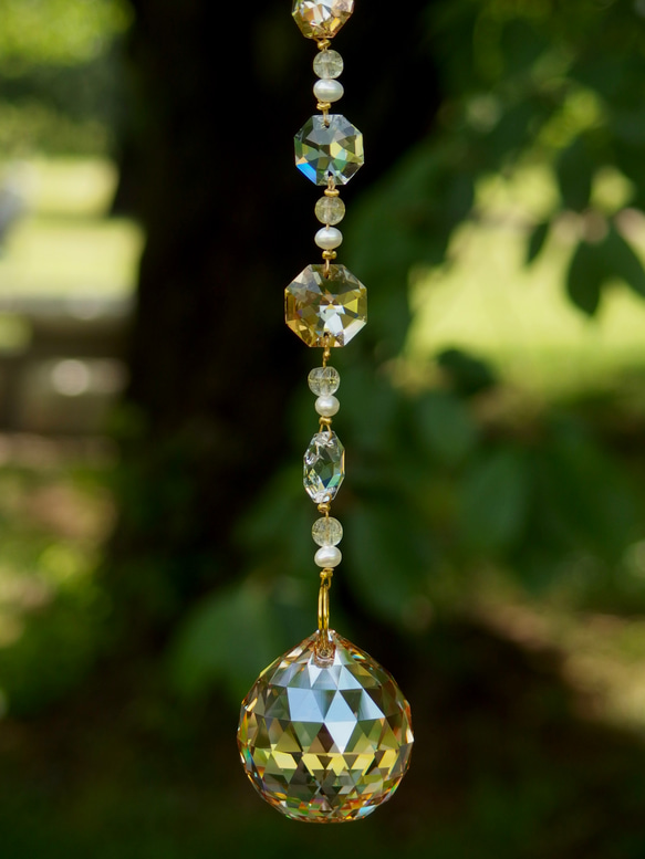 お金をたくさん引き寄せるサンキャッチャー ゴールド ゴールデンシャドー スワロフスキーパーツ