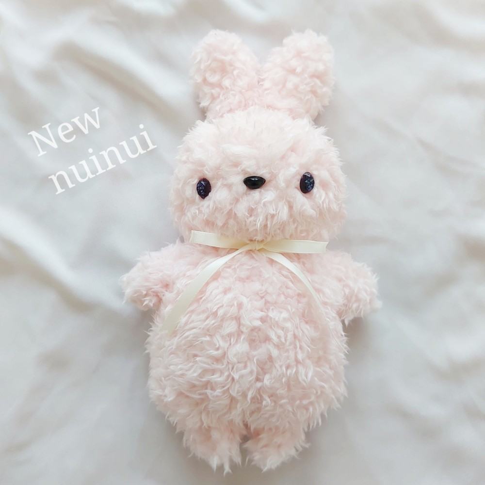 【ハンドメイド】ユメミルBunny(いちごみるく)　ぬいぐるみ 新作】キラキラ宝石おめめのうさぎぬいぐるみ いちごミルク