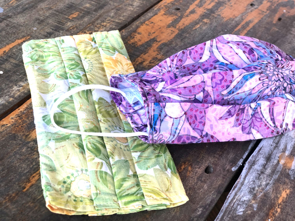 MIT 粉紫太陽花 布口罩套（成人款）手工製作 第2張的照片