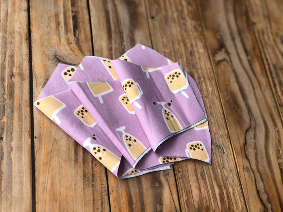 日本 紫 珍珠奶茶立體布口罩 第5張的照片