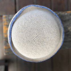 苧麻藍邊 編織造型小禮帽 第4張的照片