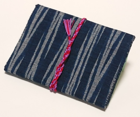 手織りのカード入れ(綿)藍染め 1枚目の画像