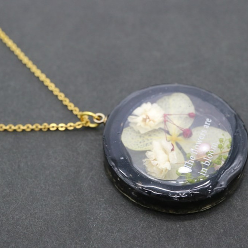 ネックレス レジン 花 あじさい 黒 【85】 ネックレス
