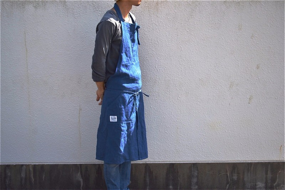 Bakery Apron - LINEN（青） 2枚目の画像