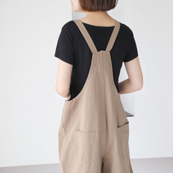 khaki/mustard green/black 大人かわいいサロペットパンツ 4枚目の画像