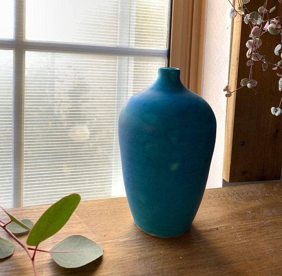 花瓶　ターコイズブルーj 2枚目の画像
