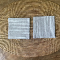 手織り布で作ったコースター 2枚組 2枚目の画像