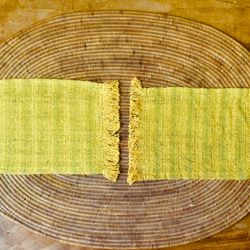 手織り布で作ったふさふさコースター 2枚組 (H-co-9) 1枚目の画像