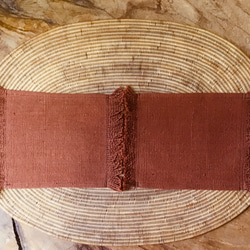 手織り布で作ったふさふさコースター 2枚組 (H-co-10) 1枚目の画像