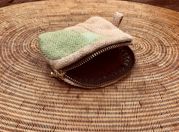 手織り布で作ったミニポーチ(H-p-4) 3枚目の画像