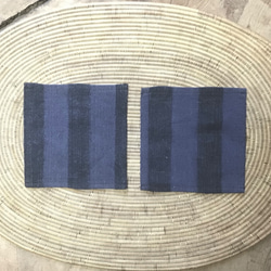 手織り布で作ったコースター 2枚組 (H-co-15-A) 2枚目の画像