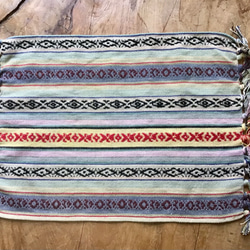 手織り布で作ったふさふさランチョンマット 1枚目の画像