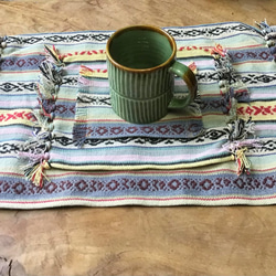 手織り布で作ったふさふさランチョンマット 5枚目の画像