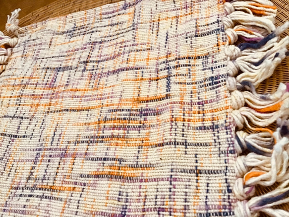 手織り布でふさふさ敷物作りました☆ 3枚目の画像