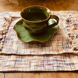 手織り布で作ったふさふさランチョンマット 5枚目の画像
